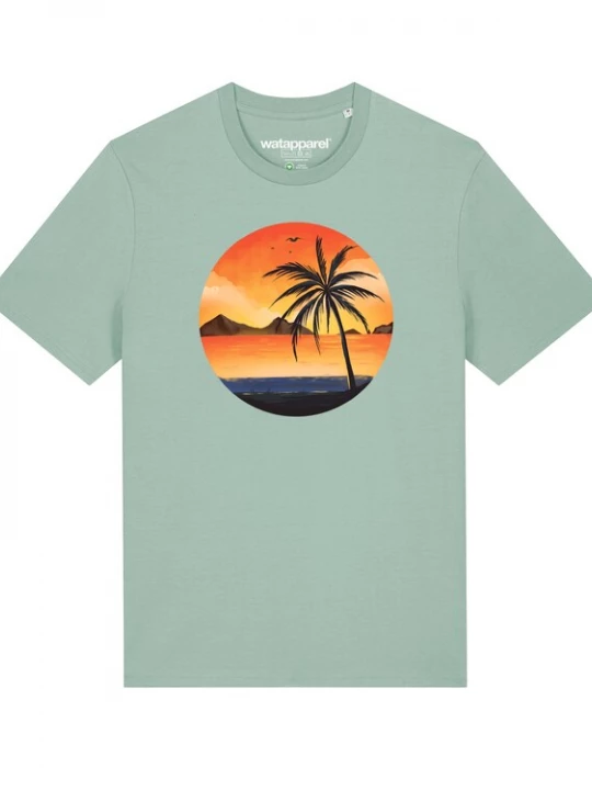 Foto van product Watapparel Shirt 'Sunset on palm beach' mintgroen / lichtgroen / gemengde kleuren