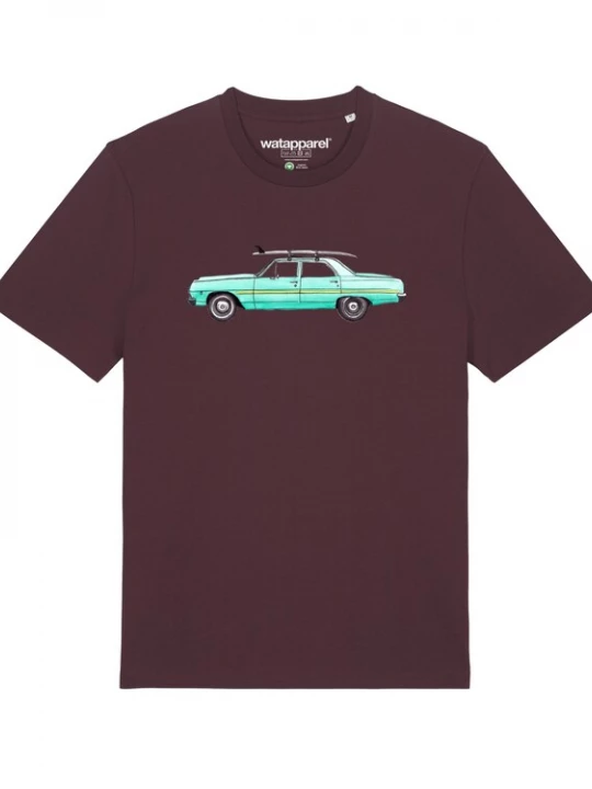 Foto van product Watapparel Shirt 'Surf Car' jade groen / bordeaux / zwart
