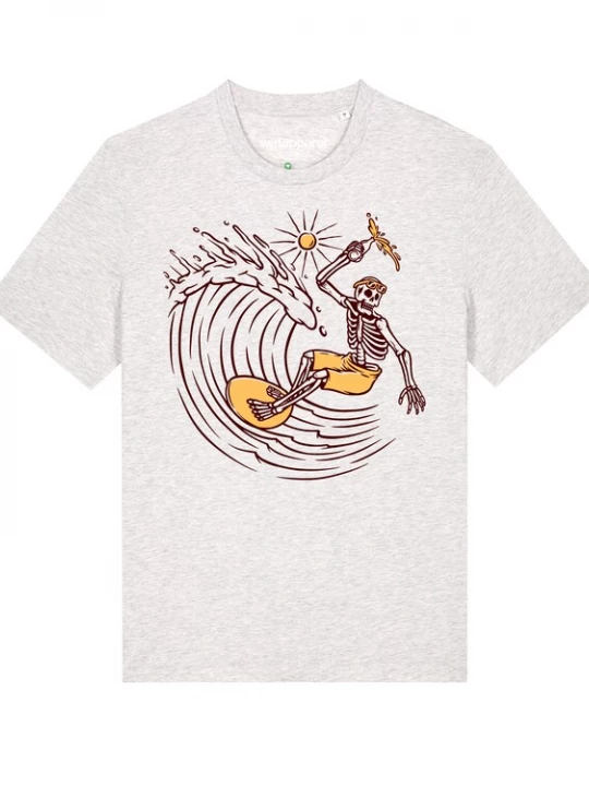 Foto van product Watapparel Shirt ' Surfing for life ' geel / grijs gemêleerd / zwart