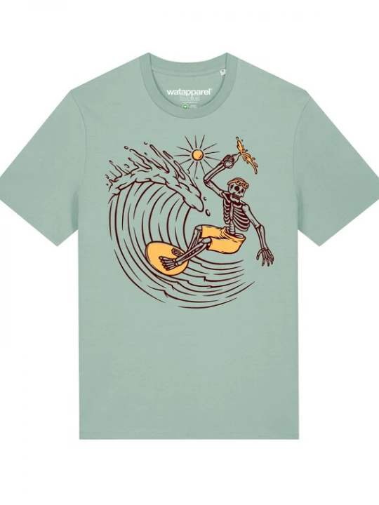 Foto van product Watapparel Shirt ' Surfing for life ' turquoise / gemengde kleuren
