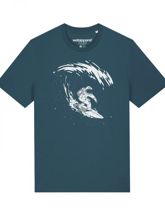 Foto van product Watapparel Shirt ' Surfing Spaceman ' petrol / wit
