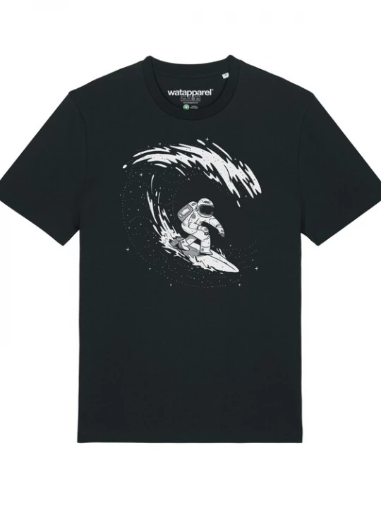 Foto van product Watapparel Shirt 'Surfing Spaceman' zwart / wit