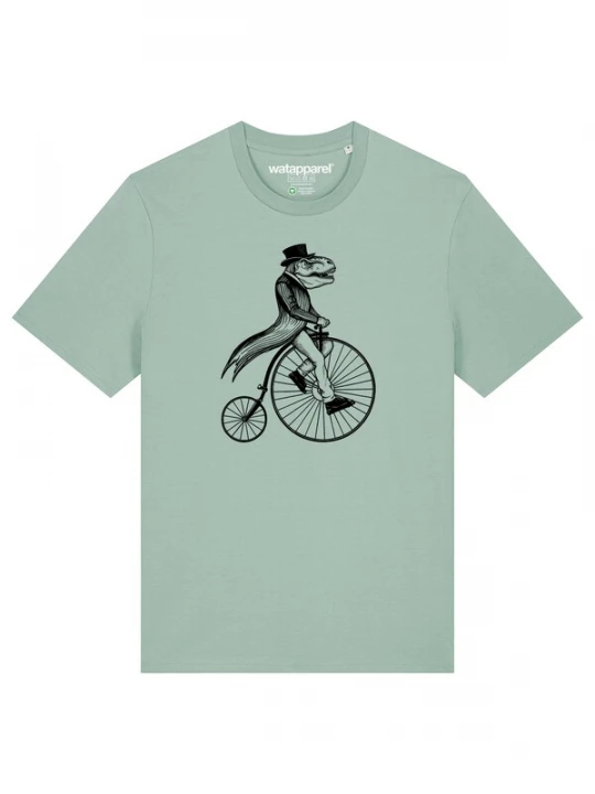 Foto van product Watapparel Shirt 'T-Rex Auf Fahrrad' mintgroen / zwart