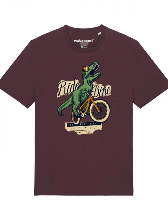 Foto van product Watapparel Shirt ' T-Rex Fahrrad ' gemengde kleuren / donkerrood