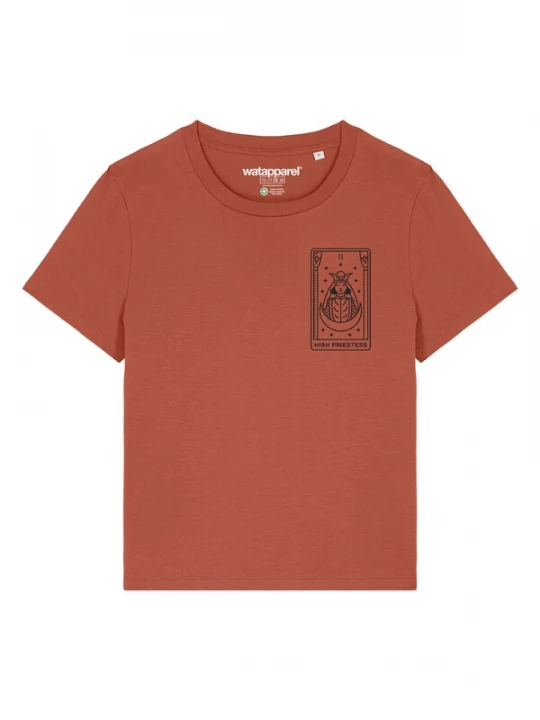 Foto van product Watapparel Shirt 'Tarot High Priestess' roestrood / zwart
