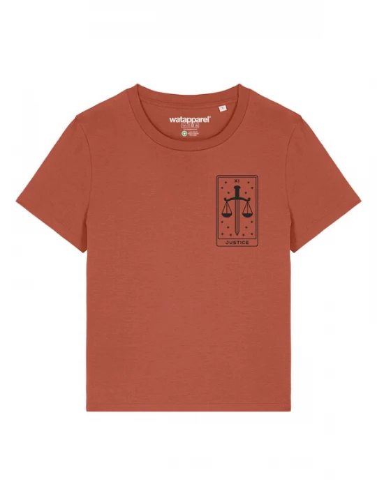 Foto van product Watapparel Shirt 'Tarot Justice' roestrood / zwart