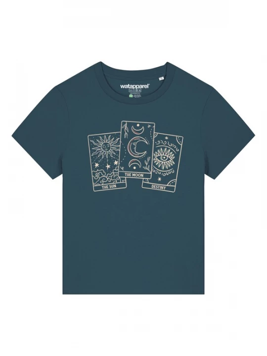 Foto van product Watapparel Shirt 'Tarot Set' beige / cyaan blauw / blauw denim / kersrood