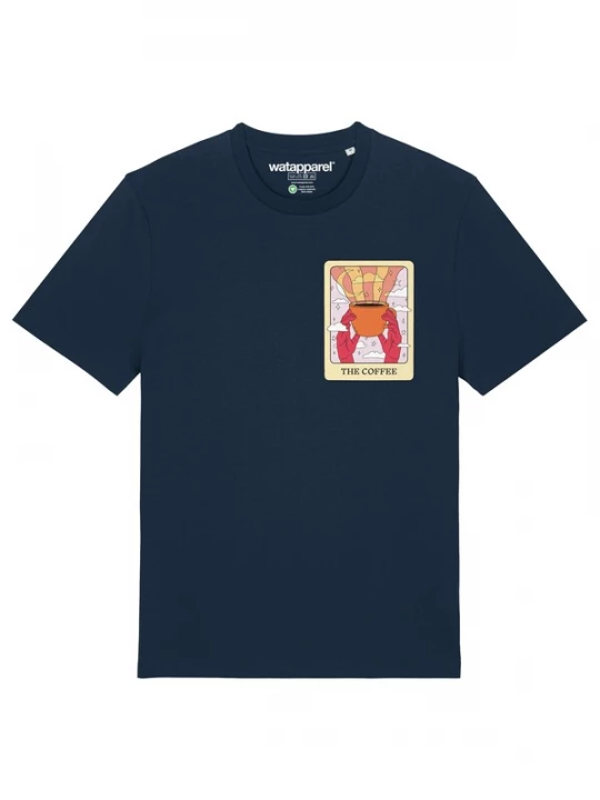 Foto van product Watapparel Shirt 'Tarot The Coffee' crème / donkerblauw / oranje / kersrood
