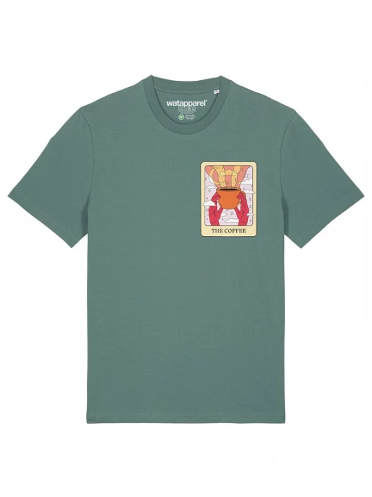 Foto van product Watapparel Shirt 'Tarot The Coffee' crème / jade groen / oranje / pitaja roze