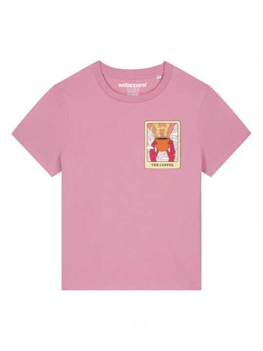 Foto van product Watapparel Shirt 'Tarot The Coffee' lichtbeige / oranje / rosa / rood