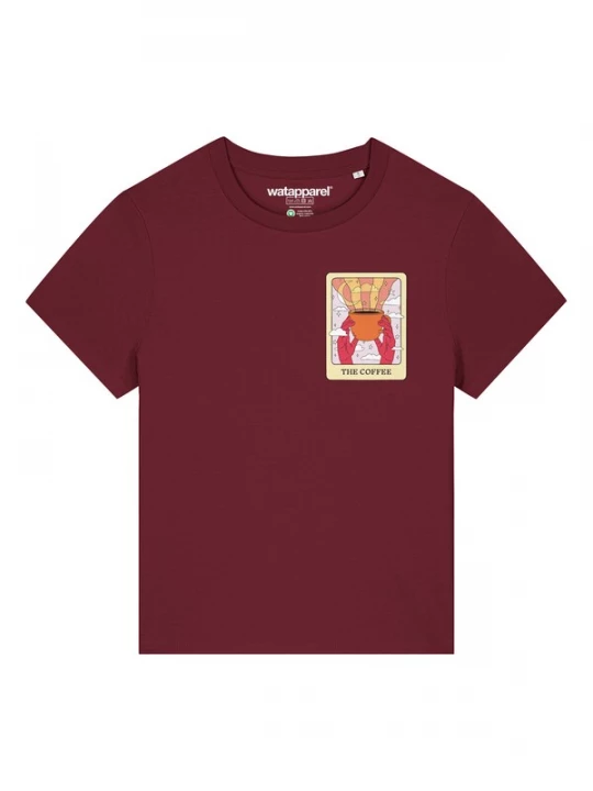 Foto van product Watapparel Shirt 'Tarot The Coffee' lichtgeel / oranje / rood / bordeaux