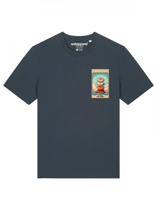 Foto van product Watapparel Shirt 'Tarot The Donut' beige / lichtblauw / antraciet / rood