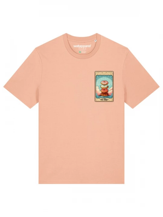 Foto van product Watapparel Shirt 'Tarot The Donut' beige / turquoise / abrikoos / zwart