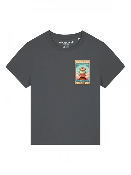 Foto van product Watapparel Shirt 'Tarot The Donut' ecru / cyaan blauw / antraciet / zwart