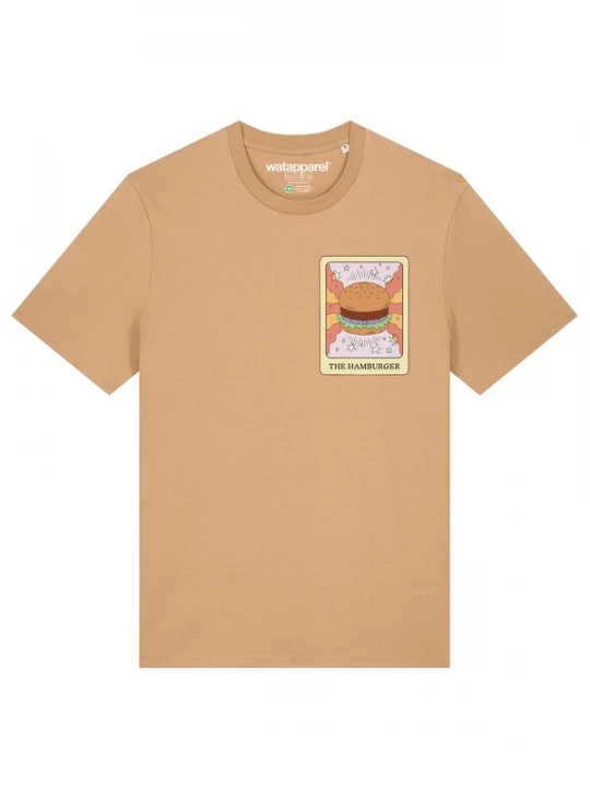 Foto van product Watapparel Shirt 'Tarot The Hamburger' camel / honing / wit
