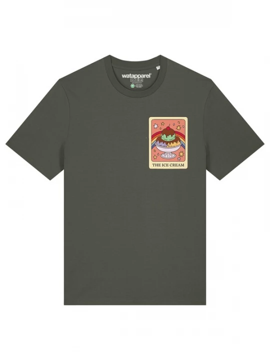Foto van product Watapparel Shirt 'Tarot The Ice Cream' bruin / olijfgroen / kersrood / donkerrood
