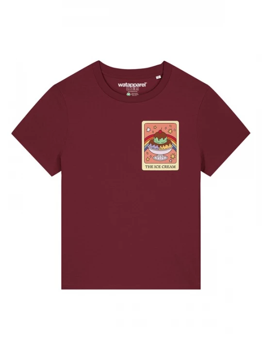 Foto van product Watapparel Shirt 'Tarot The Ice Cream' bruin / pasteelgeel / groen / bordeaux / wit