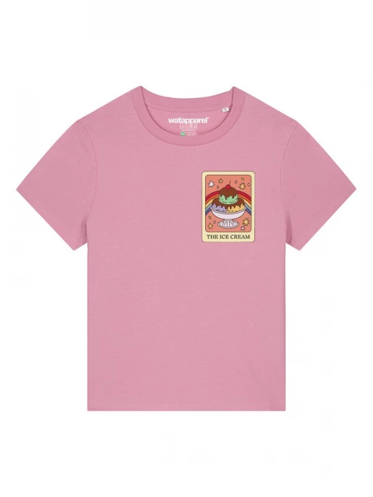 Foto van product Watapparel Shirt 'Tarot The Ice Cream' lichtbeige / pink / rosa / pitaja roze