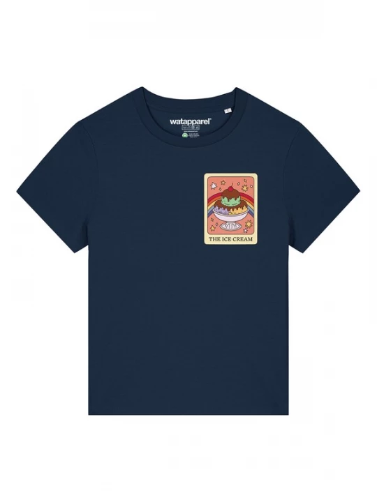 Foto van product Watapparel Shirt 'Tarot The Ice Cream' navy / lichtblauw / oranje / rood