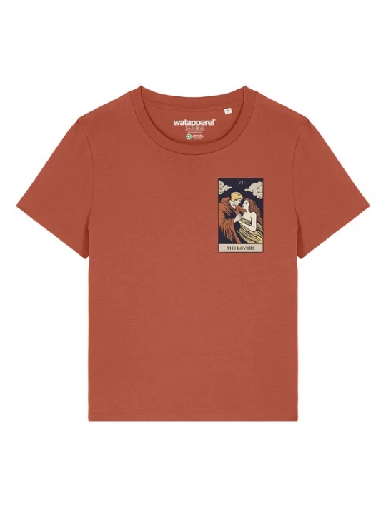 Foto van product Watapparel Shirt 'Tarot The Lovers' beige / geel / roestrood / zwart