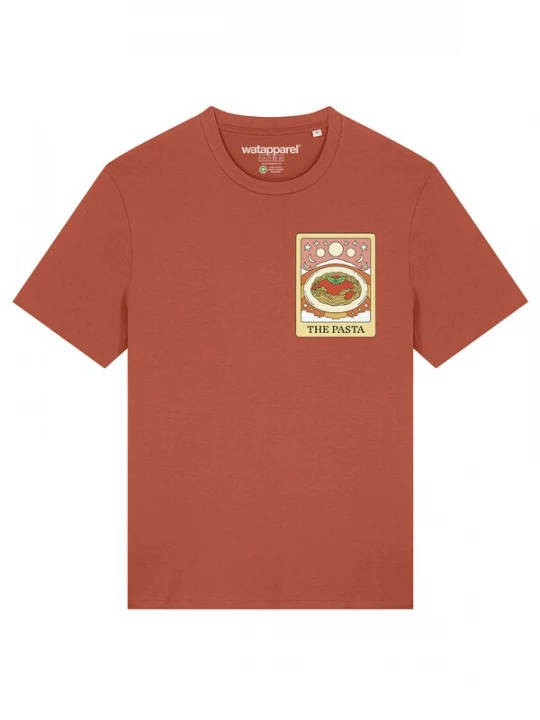 Foto van product Watapparel Shirt 'Tarot The Pasta' lichtbeige / oranje / roestrood / zwart