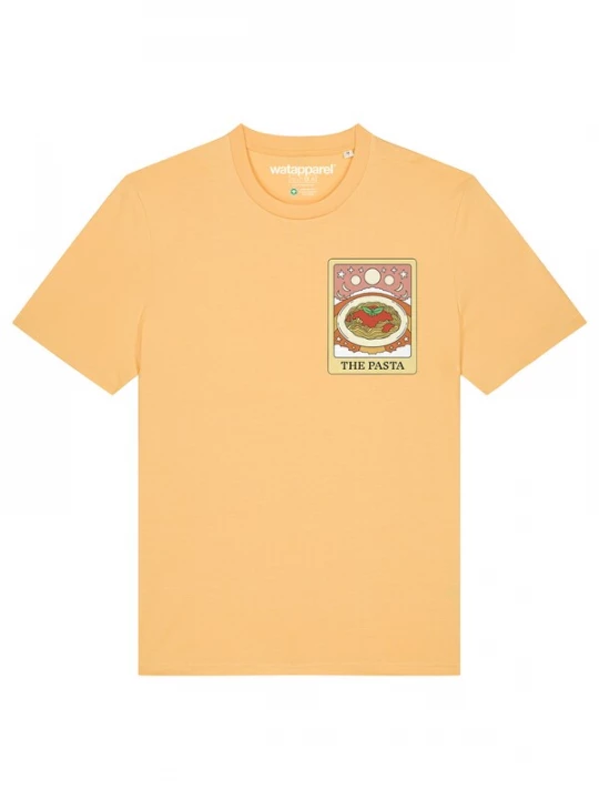 Foto van product Watapparel Shirt 'Tarot The Pasta' lichtgeel / bloedrood / zwart / wit