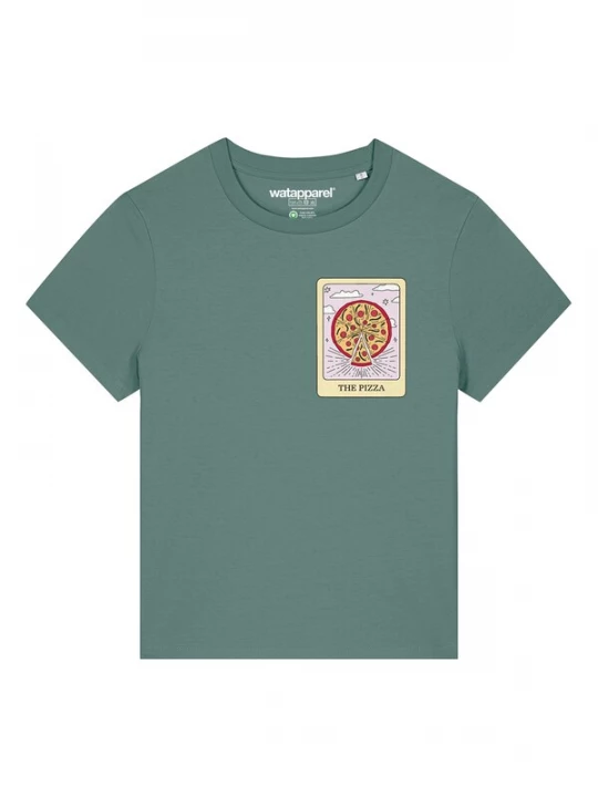 Foto van product Watapparel Shirt 'Tarot The Pizza' geel / groen / rood / wit