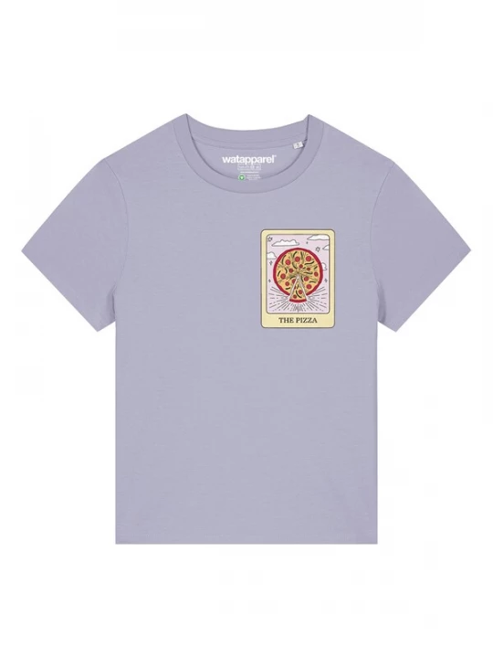 Foto van product Watapparel Shirt 'Tarot The Pizza' lichtgeel / sering / rood / offwhite