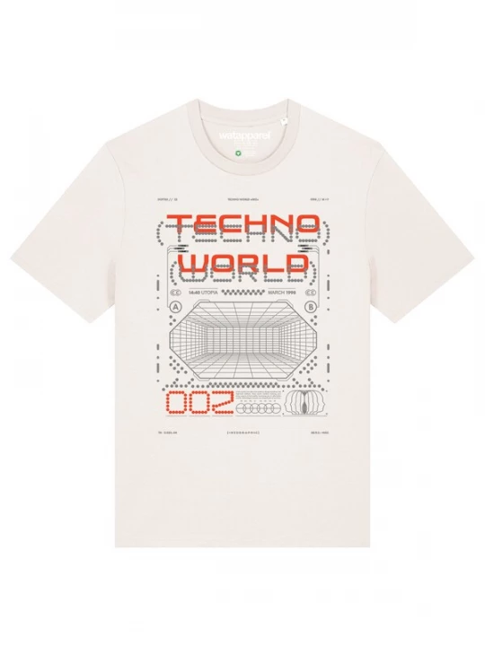Foto van product Watapparel Shirt 'Technoworld' grijs / oranjerood / offwhite