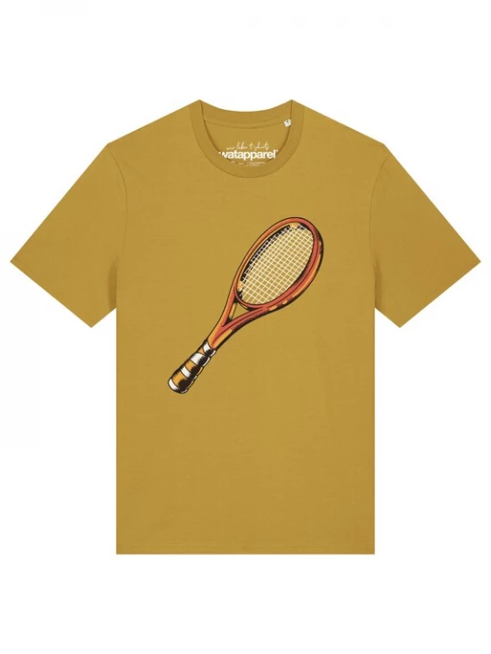 Foto van product Watapparel Shirt 'Tennisschläger' mosterd / oranje / zwart / wit
