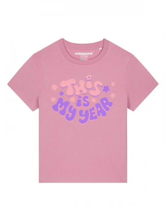 Foto van product Watapparel Shirt 'This Is My Year' donkerlila / rosa / oudroze