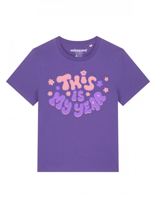 Foto van product Watapparel Shirt 'This Is My Year' lila / donkerlila / oudroze