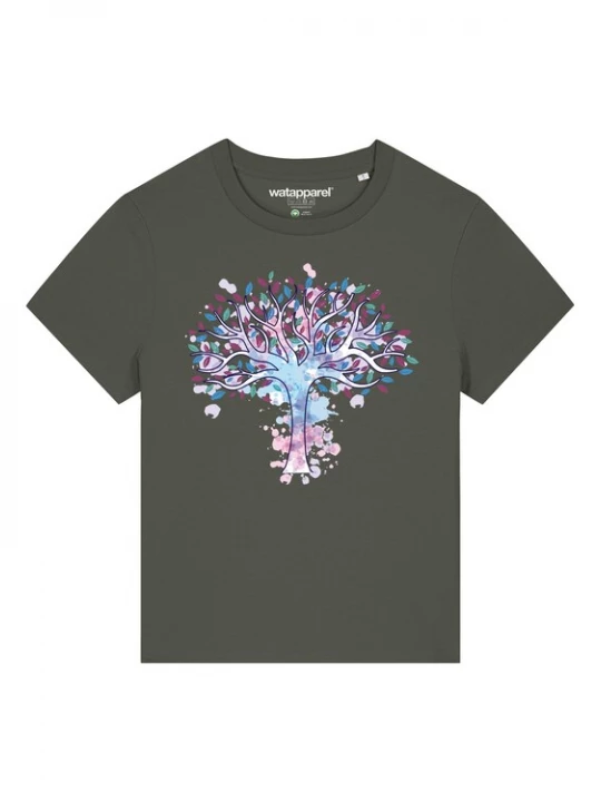 Foto van product Watapparel Shirt ' Tree of life ' kaki / gemengde kleuren