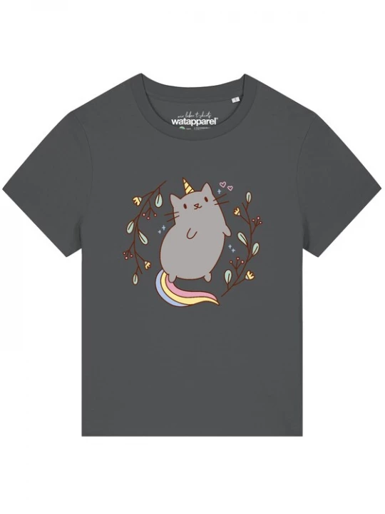 Foto van product Watapparel Shirt 'Unicorn Cat' antraciet