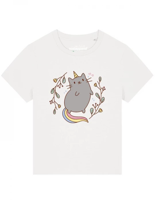Foto van product Watapparel Shirt 'Unicorn Cat' wit