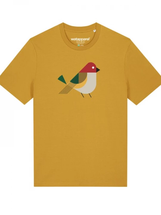 Foto van product Watapparel Shirt 'Vogel' donkergeel / gemengde kleuren