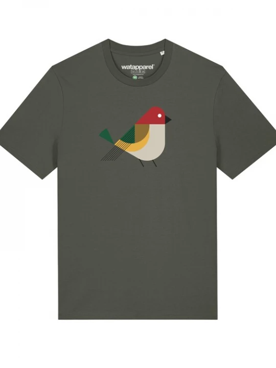 Foto van product Watapparel Shirt ' Vogel ' kaki / gemengde kleuren