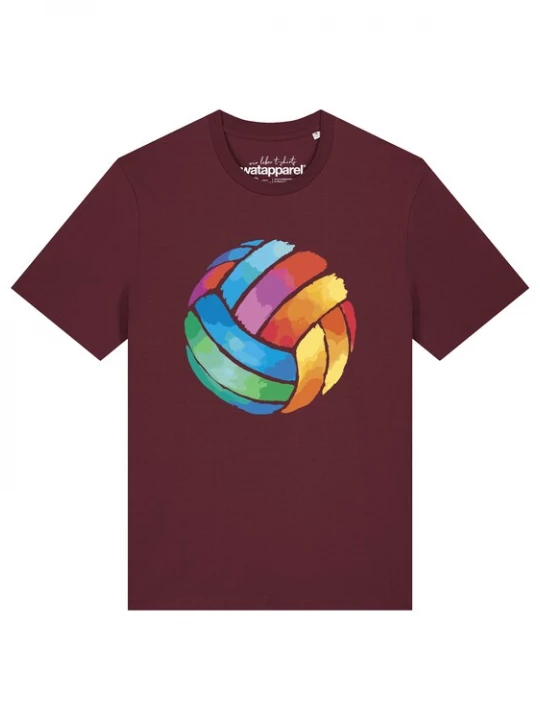 Foto van product Watapparel Shirt 'Volleyball in Watercolor' bordeaux