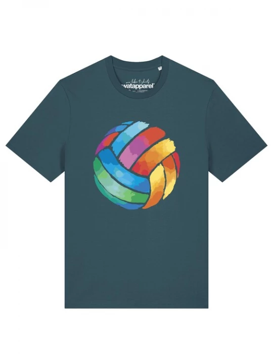Foto van product Watapparel Shirt 'Volleyball in Watercolor' petrol / gemengde kleuren