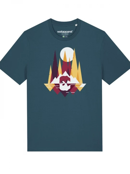 Foto van product Watapparel Shirt ' Von Bären und Bergen ' petrol / gemengde kleuren