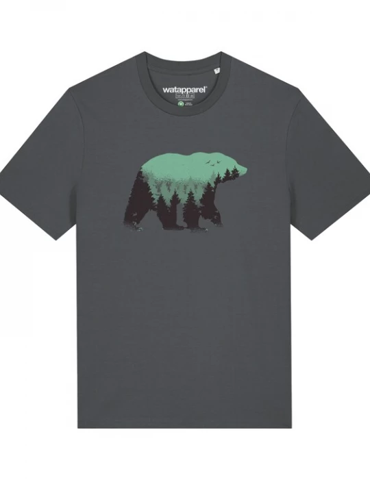 Foto van product Watapparel Shirt 'Waldbär' antraciet / groen