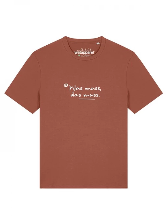 Foto van product Watapparel Shirt 'Was Muss Das Muss' roestbruin / wit