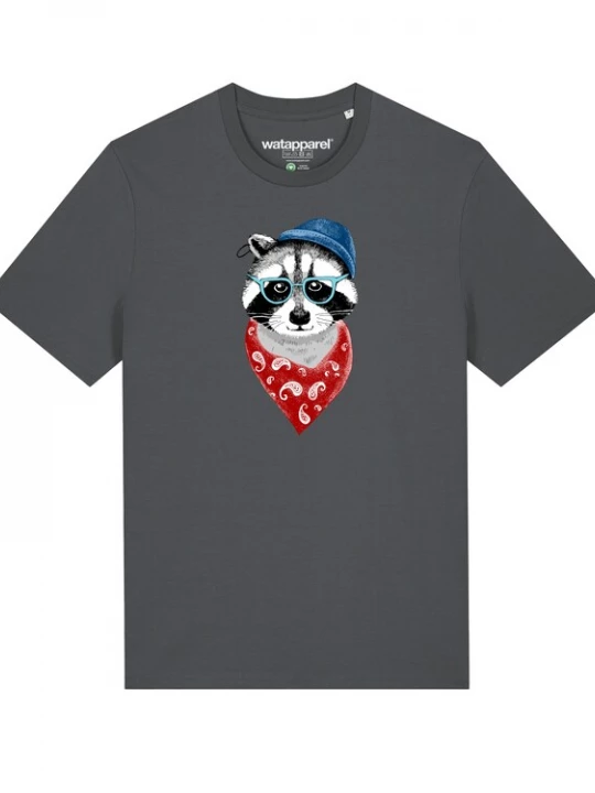 Foto van product Watapparel Shirt 'Waschbär' blauw / antraciet / rood / zwart / wit