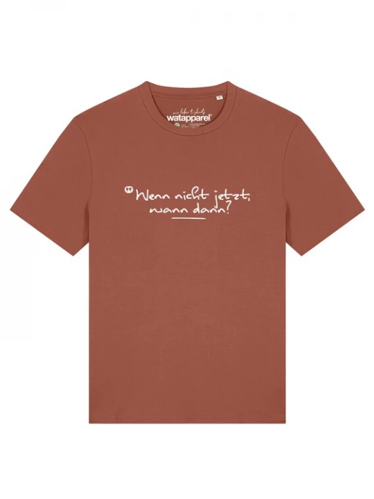 Foto van product Watapparel Shirt 'Wenn Nicht Jetzt Wann Dann' roestrood / wit