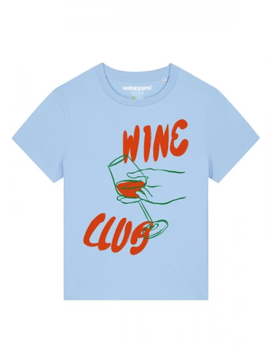 Foto van product Watapparel Shirt 'Wine Club' lichtblauw / groen / robijnrood