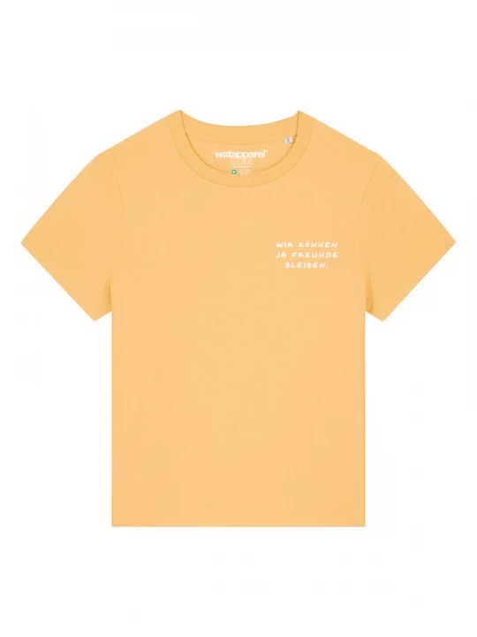 Foto van product Watapparel Shirt 'Wir Können Ja Freunde Bleiben' lichtgeel / wit