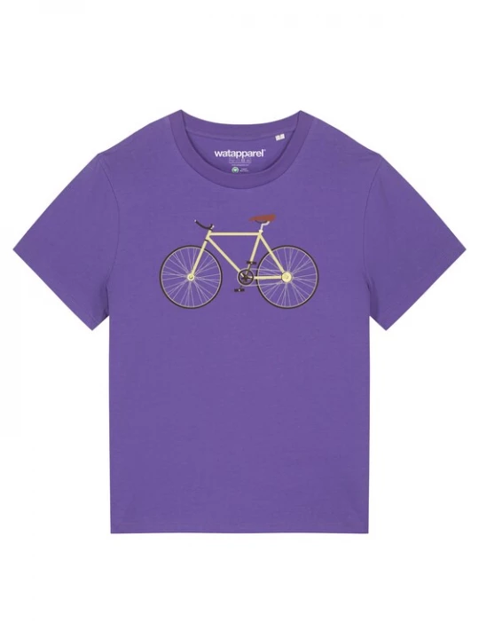 Foto van product Watapparel Shirt 'Yellow Bike' bruin / lichtgeel / donkerlila / zwart