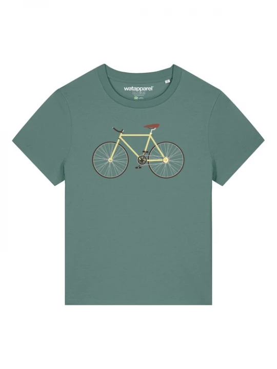 Foto van product Watapparel Shirt 'Yellow Bike' bruin / lichtgeel / grijs / groen / zwart