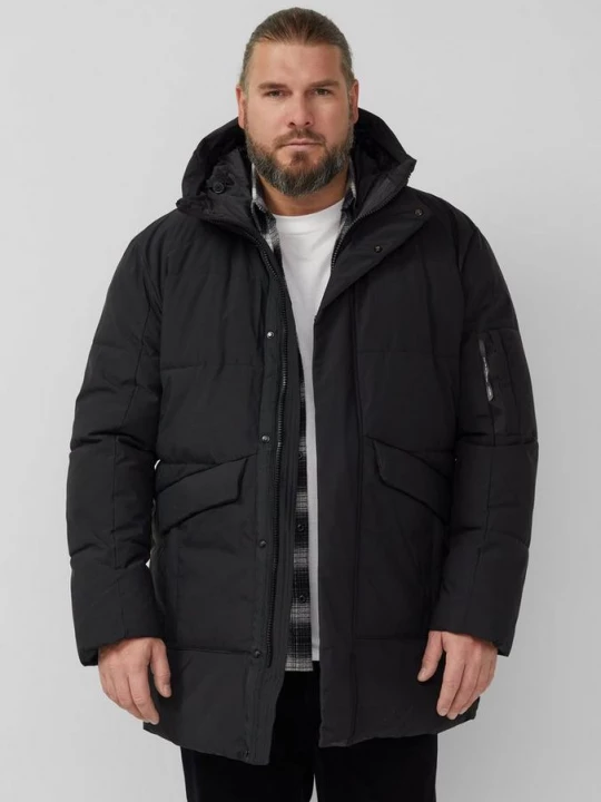 Foto van product Waterafstotende puffer parka met capuchon en sportieve details s.Oliver zwart