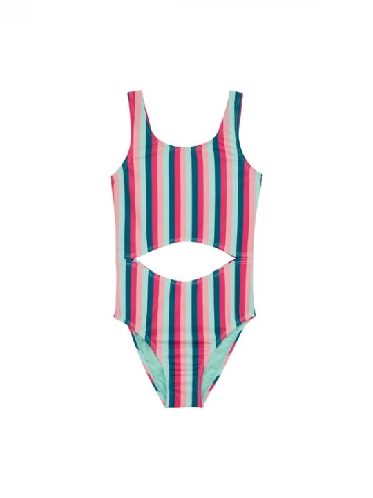 Foto van product WE Fashion Badpak petrol / mintgroen / purper / pastelrood
